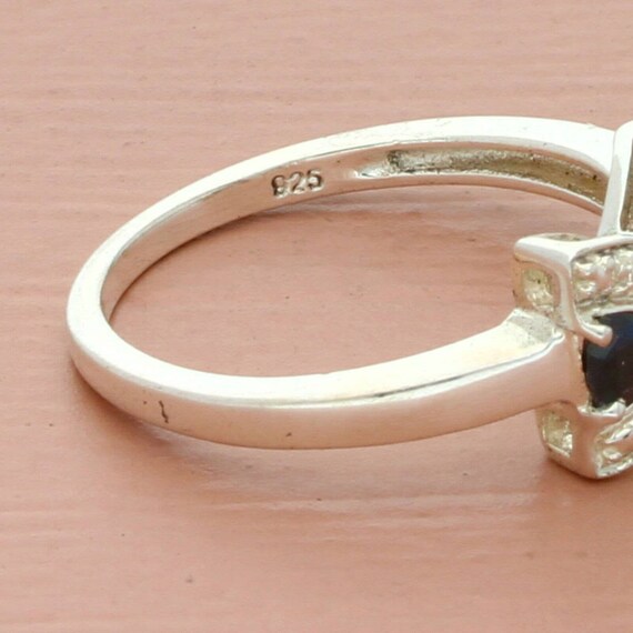 vintage sterling silver blue sapphire & diamond r… - image 3