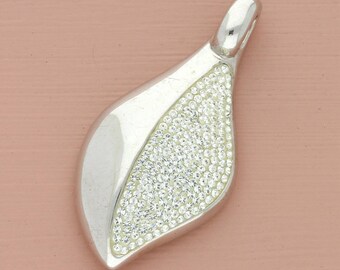 sterling silver pave white crystal pendant