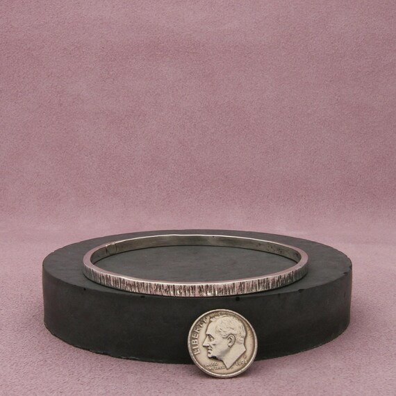 sterling silver vintage textured stack bangle bra… - image 2