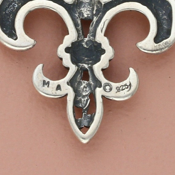 sterling silver scroll fleur-de-lis pendant - image 3