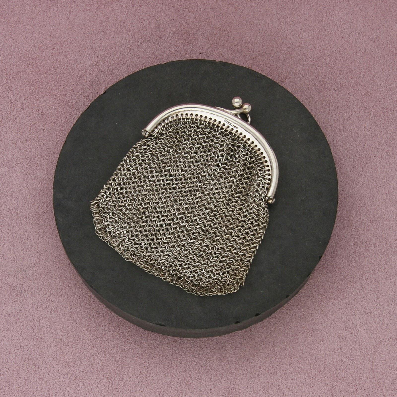 Sterling Silver Vintage Mesh Chainmail Coin Purse Pendant - Etsy
