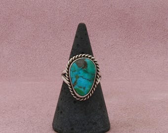 navajo sterling silver vintage braided turquoise ring size 6.75
