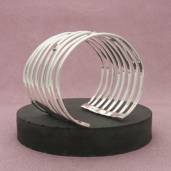 sterling silver wide ruby statement cuff bracelet… - image 2