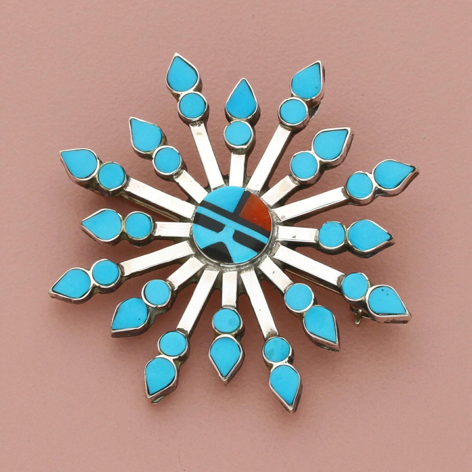 Marvelous Vintage Zuni Native American Sterling Silver Turquoise Heart Pin Marvelous Vintage Zuni Native American Sterling Silver Turquoise Heart Pin