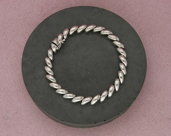 sterling silver 7mm san marco macaroni link chain bracelet size 7.25in