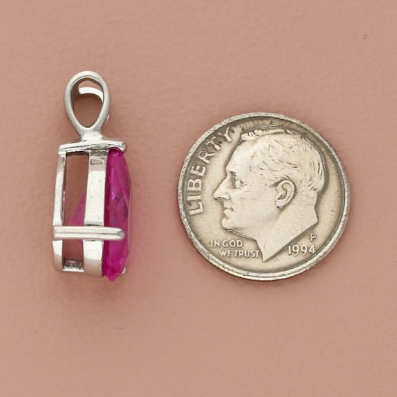sterling silver pear-cut pink sapphire pendant - image 2