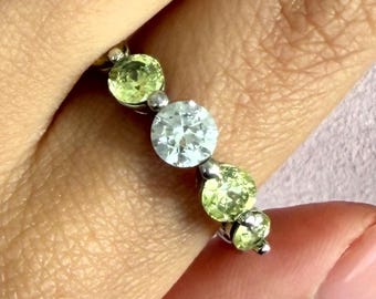 Rond geslepen sterlingzilveren ring met geel en helder zirkonia, maat 11,5 inch