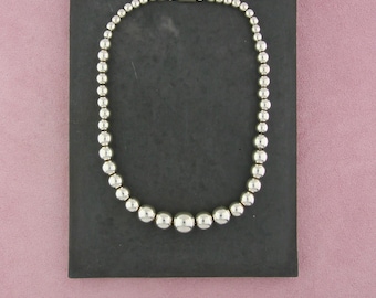 Collar vintage de cuentas graduadas de plata esterlina de Taxco, México, tamaño 16.75 pulgadas