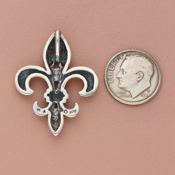 sterling silver scroll fleur-de-lis pendant - image 2