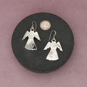 sterling silver vintage guardian angel dangle earrings image 2