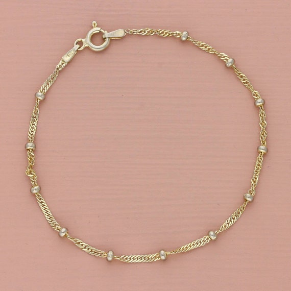 sterling silver 2mm saturn singapore chain bracele