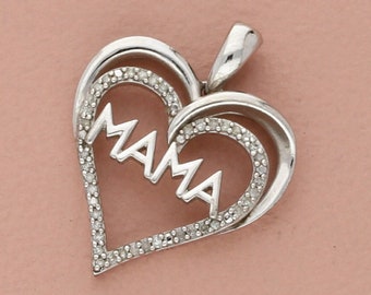 zales sterling silver diamond accent mama heart pendant