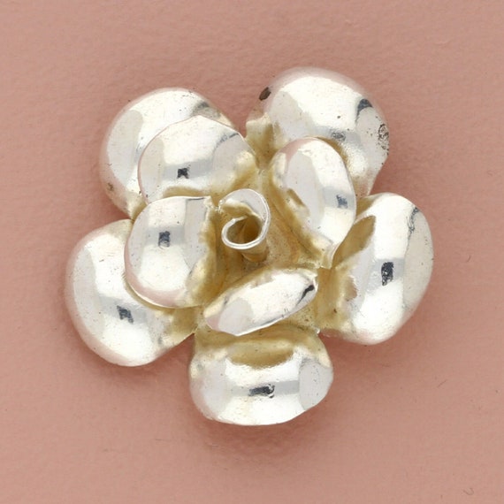 sterling silver 3d flower pendant
