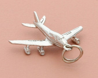 sterling silver 3d airplane charm