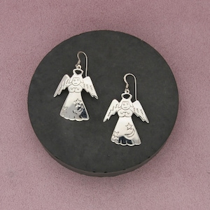 sterling silver vintage guardian angel dangle earrings image 1