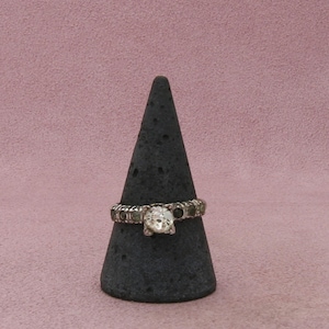 sterlingzilveren vintage plaksteen verlovingsring maat 10