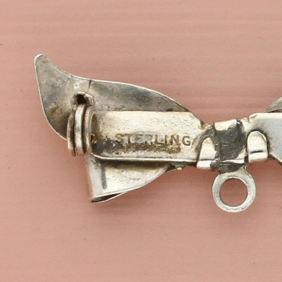 sterling silver vintage ribbon bow charm holder b… - image 3