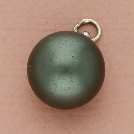 vintage silver plated gray faux pearl pendant - image 1