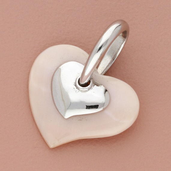 sterling silver pink mother of pearl heart pendant