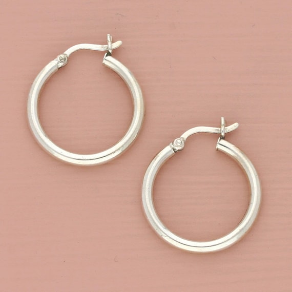 sterling silver 21mm snap-post hoop earrings
