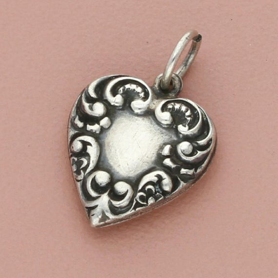 Love Charm with Heart Antiqued Finish Sterling Silver Love Charm with Heart Antiqued Finish Sterling Silver