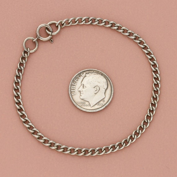 sterling silver 3mm curb charm chain bracelet siz… - image 2