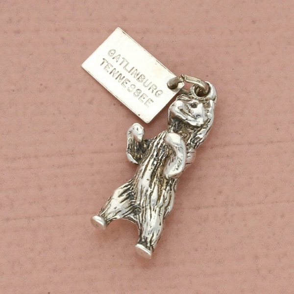 bell trading sterling silver vintage 3d gatlinburg tennessee bear charm