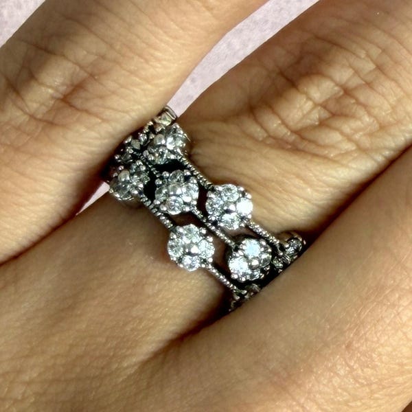 925 silber cz cluster bandring Größe 57
