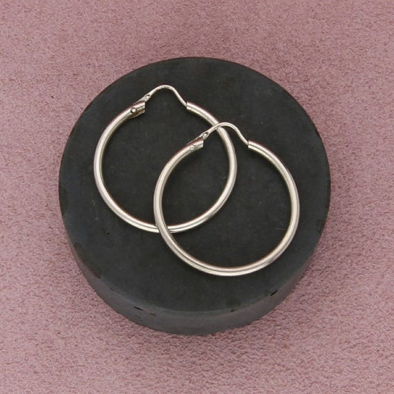 sterling silver vintage 30mm tube hoop earrings