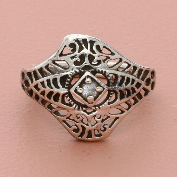 avon sterling silver vintage filigree scroll ring… - image 1