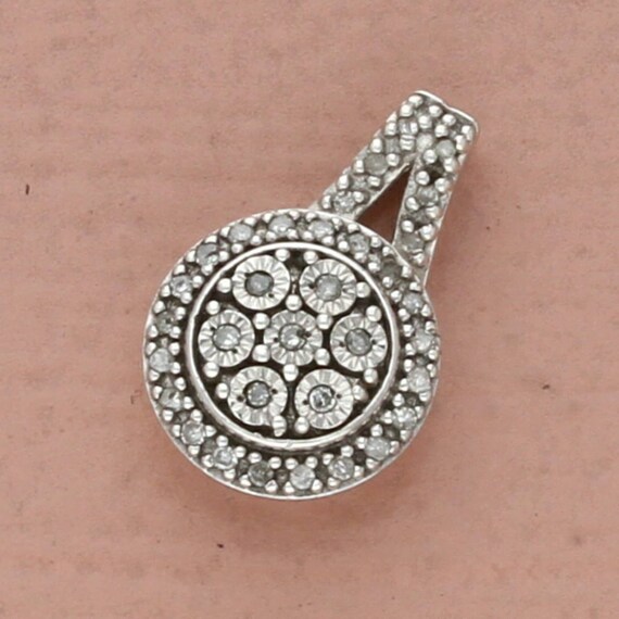 zales sterling silver micro pave diamond pendant Gem