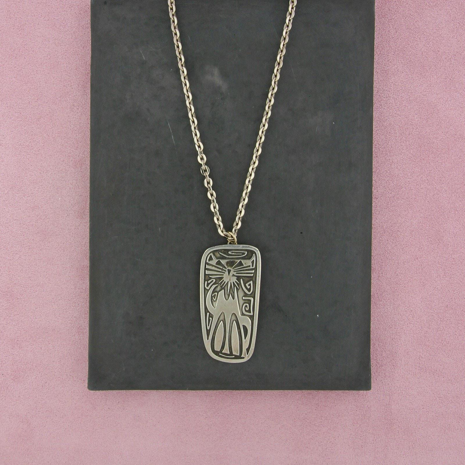 Jergen Jensen Pewter Denmark Abstract Cat Necklace Size 29in - Etsy