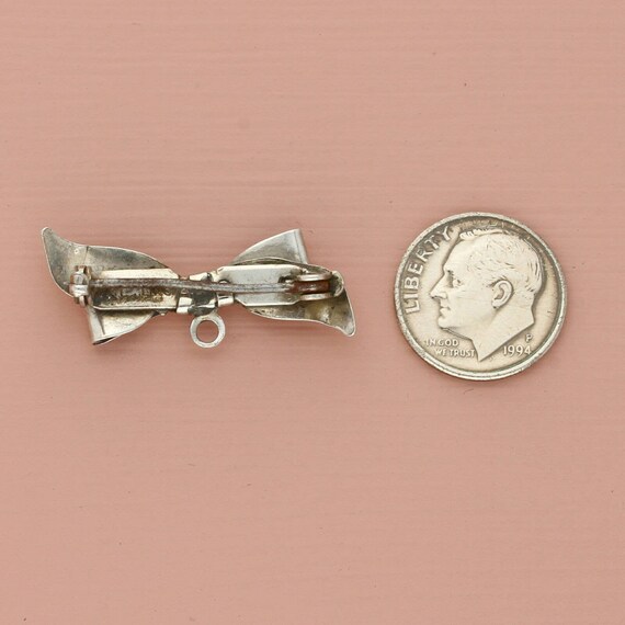 sterling silver vintage ribbon bow charm holder b… - image 2