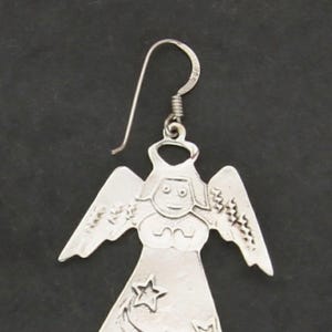 sterling silver vintage guardian angel dangle earrings image 3