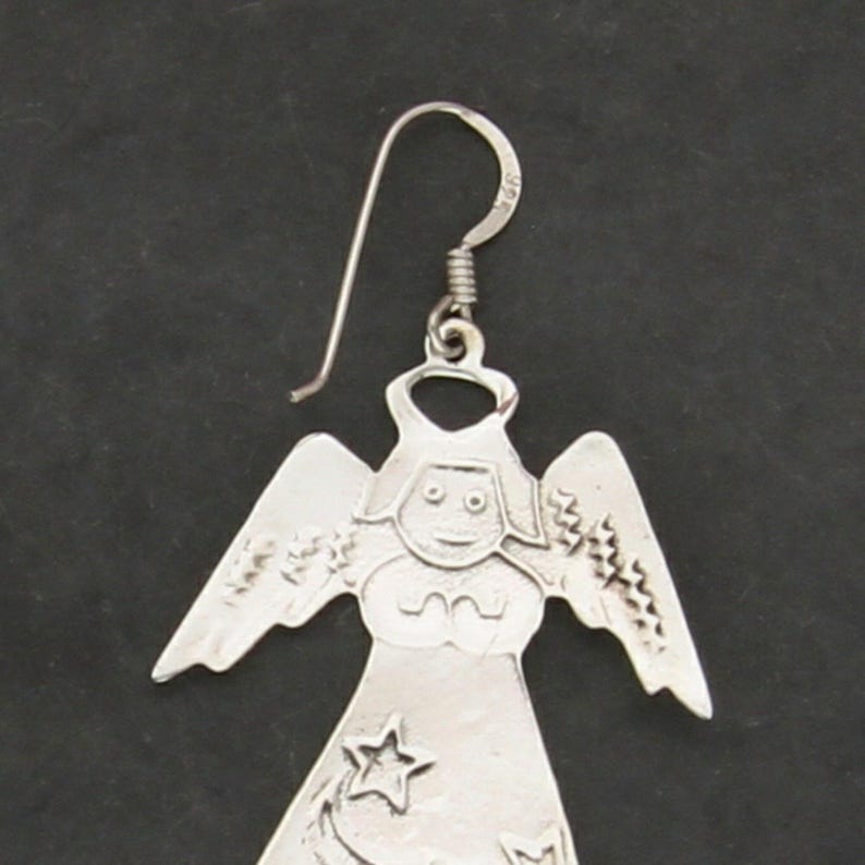 sterling silver vintage guardian angel dangle earrings image 3
