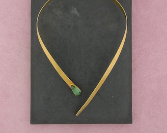 Collar vintage de aguamarina bañado en oro y plata de ley, talla 15 pulgadas