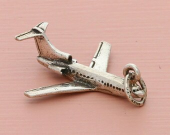 sterling silver 3d airplane charm