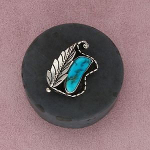 Navajo Sterling Silber vintage signierte Türkis Feder Brosche