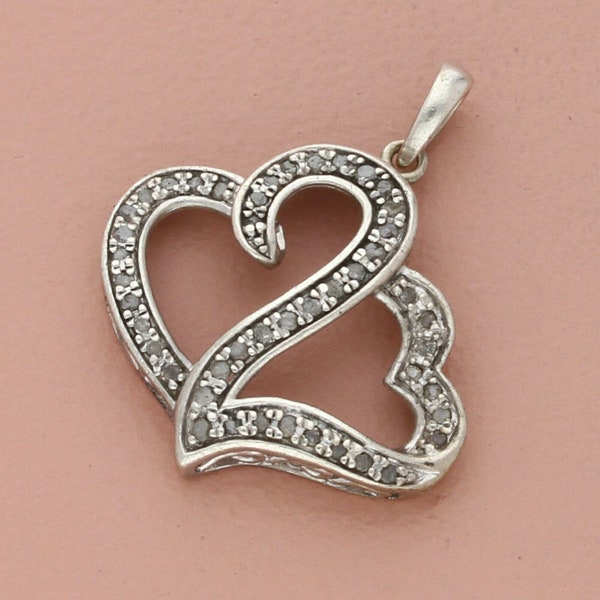 zales sterling silver diamond accent linked hearts pendant