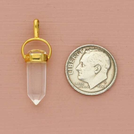 sterling silver gold plate clear healing crystal … - image 2