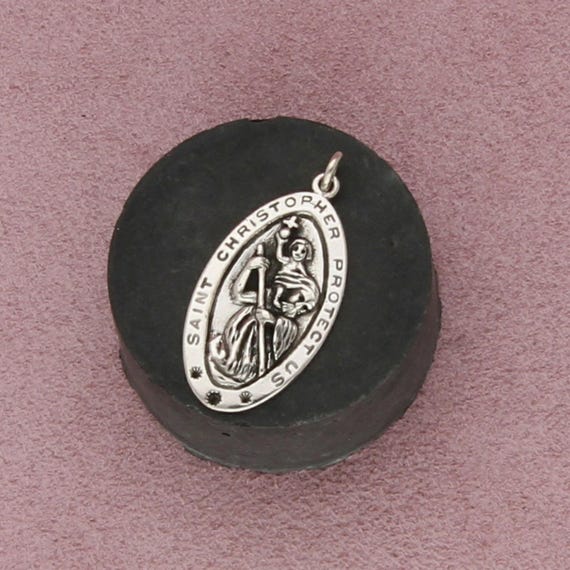 sterling silver vintage catholic saint christopher medal pendant