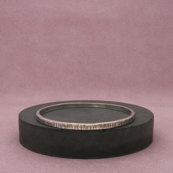 sterling silver vintage textured stack bangle bra… - image 1