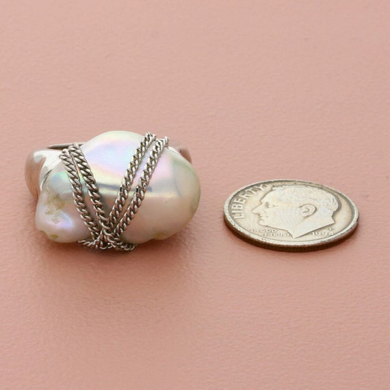 honora sterling silver baroque pearl & chain deta… - image 2