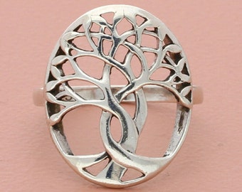 sterling silver twisted tree of life ring size 7