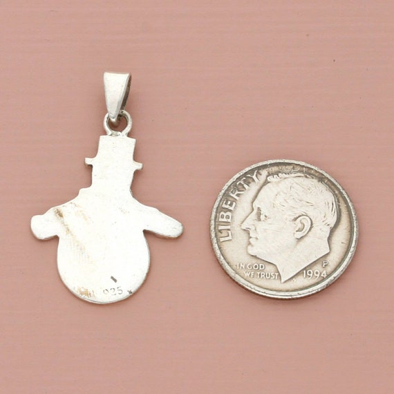 sterling silver winter snowman pendant - image 2