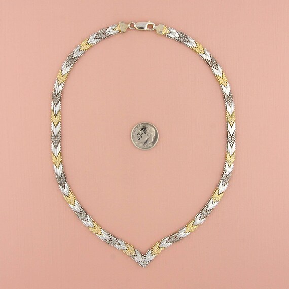 sterling silver two-tone riccio chain necklace si… - image 2