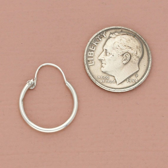 vintage sterling silver dainty hoop dangle single… - image 2