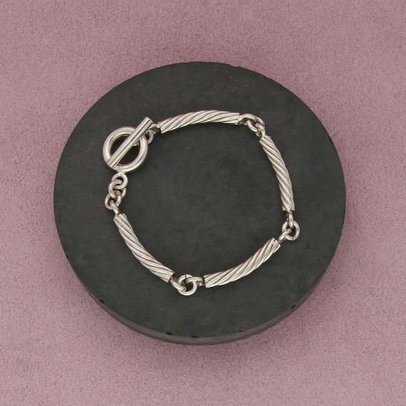sterling silver twisted cable link toggle bracele… - image 1