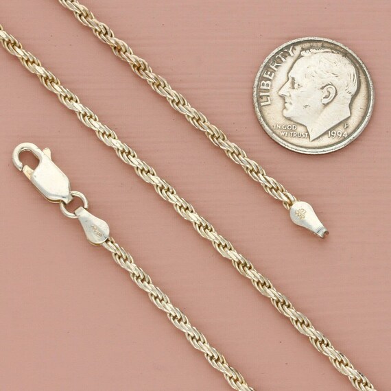 sterling silver 2mm rope chain necklace size 24in - image 2