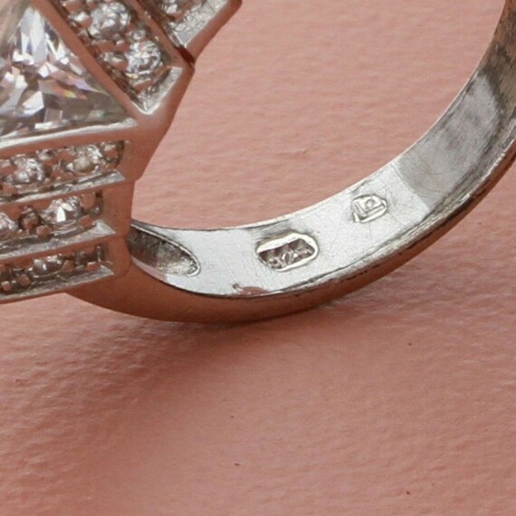 sterling silver princess & round-cut cz engagemen… - image 3